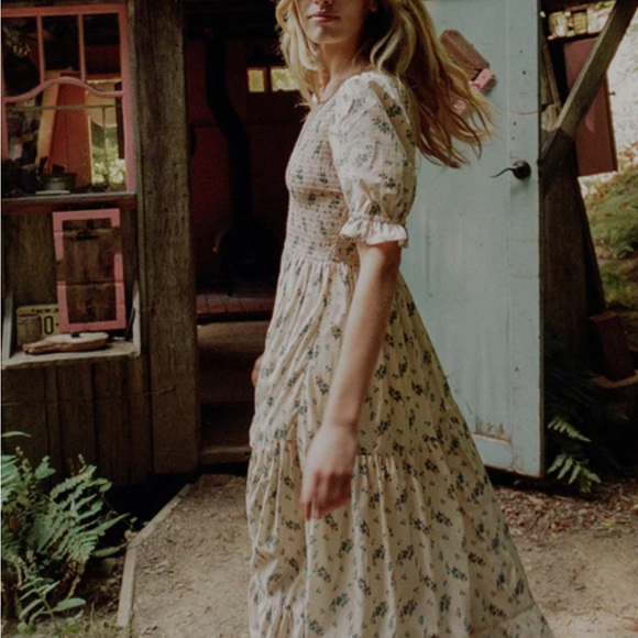 Christy Dawn Dresses & Skirts - Christy Dawn Brooklyn Cream Maxi Dress with Blue Floral Print